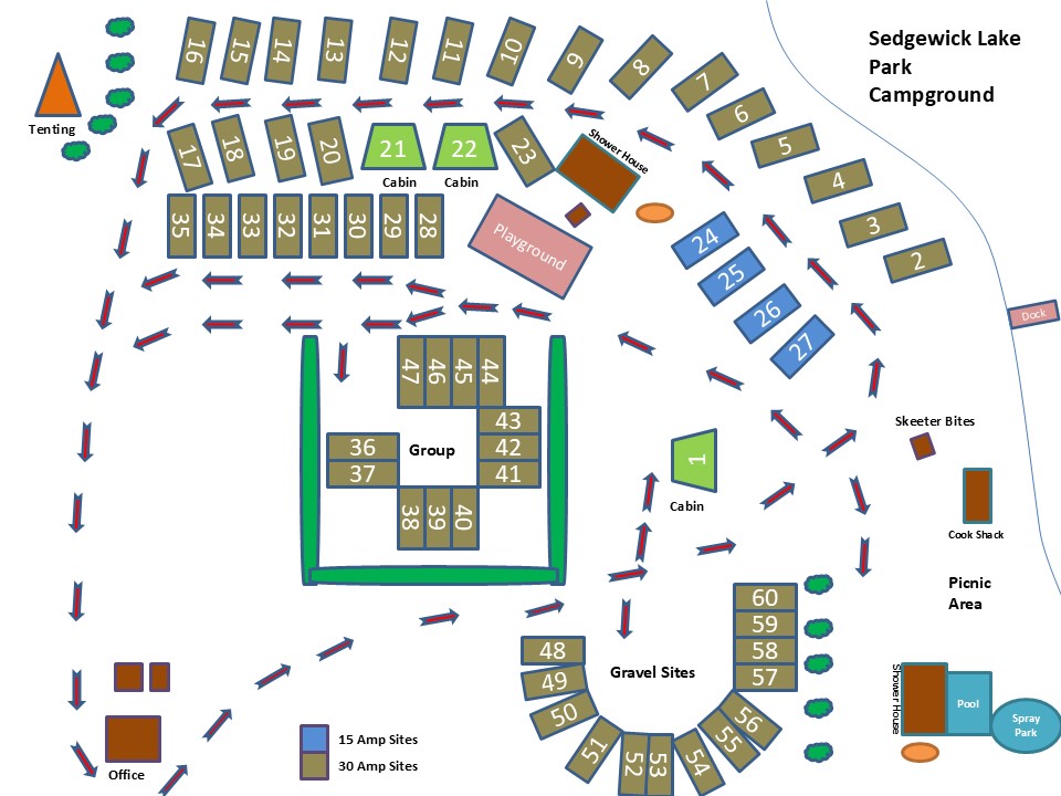 Map of Sedgewick Lake Park Campground